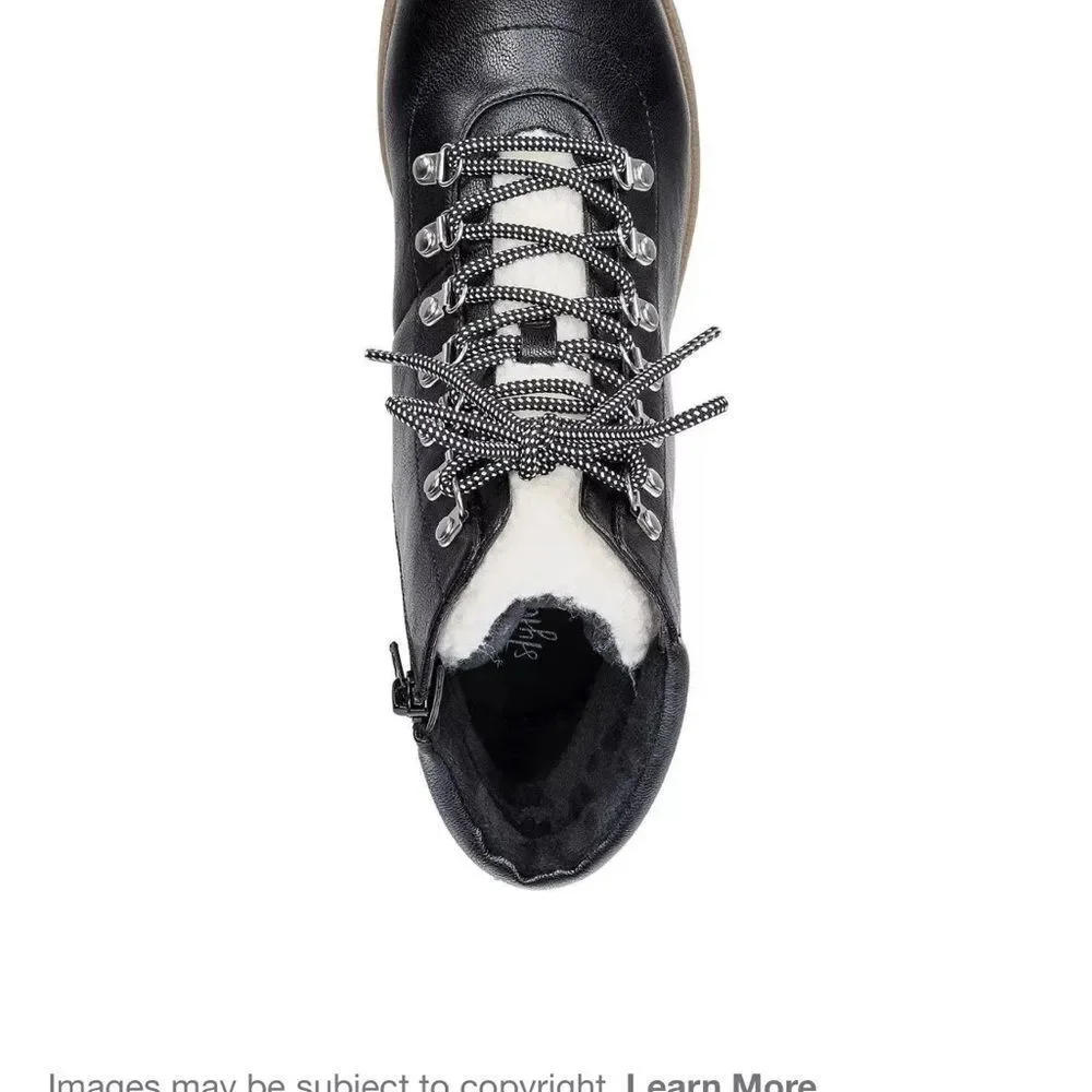 Style & Co Women Lug Sole Combat Boot Maariah Size US 7 Black Faux Leather new